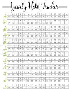 a printable worksheet for the year half - tracker with numbers and times