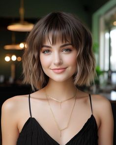 Super Wispy Bangs Are Hollywood’s Haircut Of Choice Wavy Bob Haircuts For Women, Wispy Bangs Hairstyles, Wavy Bob Haircut, Wavy Lob Haircut, Blonde Bob Haircut, New Hair Look, Trendy Bob Hairstyles, Wavy Bob Haircuts, Hairstyle Examples