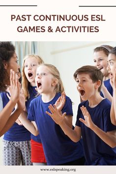 children singing in front of a mirror with the words past continuous esl games and activities