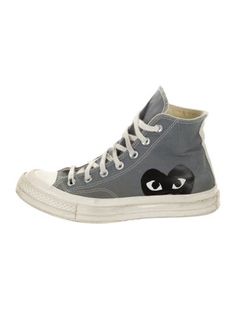 Comme des Garçons Play x Converse High Top SneakersGreyPrintedRubber TrimRound-ToesLace-Up Closure at Uppers Commes Des Garcons Grey Converse, Play X Converse, Converse High Top, Celine Sunglasses, Comme Des Garcons Play, Print Sneakers, Flat Sneakers, Designer Gifts, Converse High