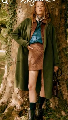 Camel Skirts, Long Leather Coat, Gardening Outfit, Green Coat, Green Wool, Fashion Plates, Powder Pink, Little Dresses, Wool Blazer