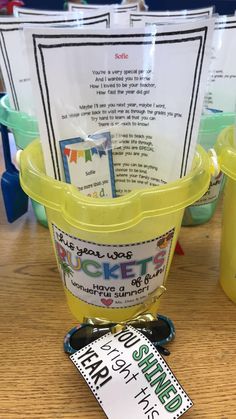 the buckets are filled with information for students to learn how to use them in their classroom