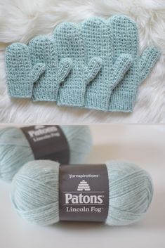 two photos showing the same pair of knitted mitts