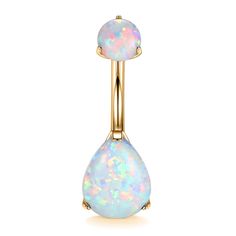 PRICES MAY VARY. ❤Classical Opal Design❤:1PC titanium gold belly button ring, white waterdrop opal inlaid belly rings, very shiny, make you be unique and attractive everyday. ❤Regular Size❤:14 Gauge=1.6mm, 10mm bar length, opal size 5mm/8mm, comfortable size, suitable for most people. ❤Safe Material❤: Titanium and opal, shiny and elegant, hypoallergenic and nickel free. ❤Smooth Surface❤: High polished bar surface, lightweight and comfortable to wear, You can deserve it.❤ Excellent Internal Screw Titanium Belly Ring, Titanium Belly Button Rings, Gold Belly Button Rings, Opal Belly Ring, Navel Piercing Jewelry, Belly Piercing Jewelry, Belly Button Jewelry, Navel Jewelry, Navel Ring