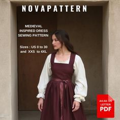 Historical Dress Costume pattern is available as an instant download (pdf) sewing pattern bundle with a range of size options, including plus sizes  ⭐US Sizes: 2, 4, 6, 8, 10, 12, 14, 16, 18, 20, 22, 24, 26, 28, 30 ⭐Standard Sizes: XS, S, M, L, XL, 2XL, 3XL, 4XL ⭐These patterns are suitable for A4, A0, and US Letter size papers. ⭐Once your payment is processed, you will automatically receive download links for the pattern files. Please note that you can only download the files from a computer; they will not work on a phone or iPad. ⭐This is a digital product. You will receive zip files containing the patterns and sewing instructions. ⭐Due to the nature of digital downloads, no refund, return, or exchange of the files is possible. However, if you experience any problems with the files, plea Historical Sewing Patterns, Historical Sewing, Costume Sewing, Costume Sewing Patterns, Historical Dress, Sewing Instructions, Costume Patterns, Medieval Dress, Dress Sewing Pattern