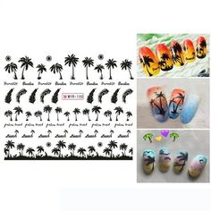 Welcome to our store clearance sale Manicure Ocean Wind Tropical Surf Beach Tree Style Nail Sticker Feature: 100% new. Color: black Material: soluble wood pulp Weight:8 grams Size: 6.2 x5.2 cm Suitable for or family use. Suitable for nail polish, UV gel, acrylic resin and other surfaces. Apply to natural or artificial nails. Suitable for decorating your mobile phone, books, CARDS, glass and other DIY. Usage: 1. Brush the base color 2. Cut off the pattern, soak in the water for 10-20 seconds, the Beach Coconut Tree, Decals For Women, Beach Coconut, Nail Water Decals, Nail Stencils, Nail Stamper, Tree Nails, Nail Stickers Decals, Shoe Nails