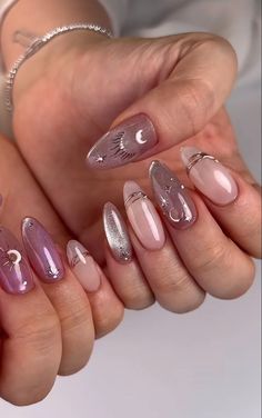 Kirsten Titus Nails, Nail Art Classy Elegant, Nail Design Moon, Nail Art Inspiration Classy, Moon Nails Design, Glass Nails Designs, Nail Art Moon, Nails Moon, Nail Designs Ideas