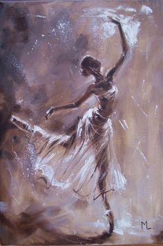 a painting of a ballerina in white dress