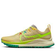 (WMNS) Nike React Pegasus Trail 4 GTX DJ6159-700 (SNKR/Low Top/Women's/Non-Slip/Water Proof/Trail Running/Wear-resistant/Shock-absorbing) Nike Green Trail Running Shoes For Light Sports, Nike Yellow Running Shoes For Trail, Nike React Pegasus Trail 4, Running Wear, Nike Pegasus, Nike React, Trail Running, Water Proof, Stylish Sneakers