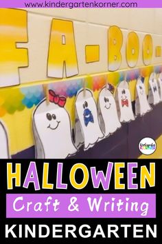 halloween craft and writing for kids with the words fa - boo written in front of them