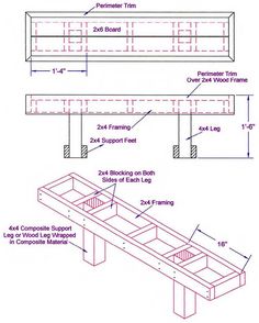 the diagram shows how to build a bench for two people, with measurements and instructions