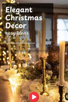 an elegant christmas decor with candles and decorations