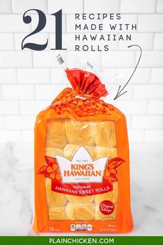 a bag of hawaiian rolls sitting on top of a counter