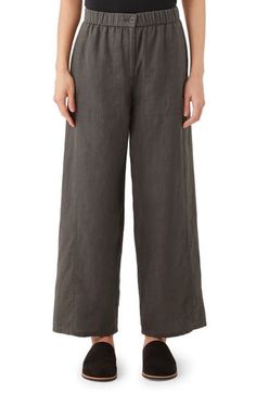 Give your warm-weather wardrobe a refresh with these contemporary pants cut from lightweight organic linen with an airy feel you'll love. 29" inseam; 22" leg opening; 12" front rise; 17" back rise (size Medium) 100% organic linen Machine wash, line dry Imported Linen Ankle Pants, Organic Linens, Fabric Gift Bags, Fabric Gifts, Free Fabric, Ankle Pants, Eileen Fisher, Warm Weather, Wide Leg