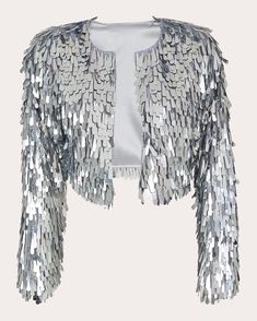 Mariandree Gaitan Lizzi Paillette Jacket | OLIVELA Glitter Jacket, Edgy Glam, Embellished Jacket, Fringe Jacket, High Point, Boutique Jewelry, Front Open, Wedding Accessories, Coats Jackets