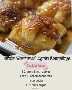 there is a recipe for apple dumplings on the plate