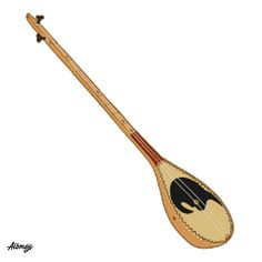 a wooden instrument with an animal on it