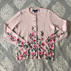 * Details * Pink Floral Cardigan Button Front * Measurements * Chest: 19” Length: 22.5” * Material * 57% Cotton / 26% Viscose / 17% Nylon Floral Button Up, Floral Cardigan, Button Up Cardigan, Karen Scott, Womens Cardigan, Cardigan Sweater, Pink Floral, Sweater Cardigan, Sweaters & Cardigans