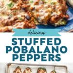 an advertisement for stuffed poblaanoo peppers on the front cover of a cookbook