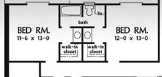 the floor plan for a two bedroom apartment with an attached bathroom and living room area