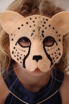 Cheetah Mask PATTERN. Kids Felt Mask Sewing Pattern. | Etsy Cheetah Mask, Animal Masks For Kids, Diy Kids Party, Make Your Own Costume, Finger Puppet Patterns, Kelly Smith, Mask Patterns