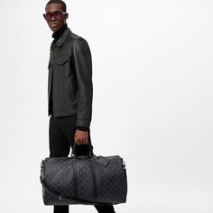 LOUIS VUITTON® - Keepall Bandoulière 55 - Grey Weekender Bag Men, Keepall 55 Bandouliere, Louis Vuitton Weekender, Duffle Bag Men, Louis Vuitton Duffle, Louis Vuitton Duffle Bag, Weekend Duffle Bag, Louis Vuitton Keepall 55, Sac Louis Vuitton