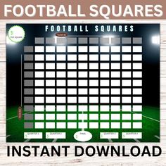 the football squares instant printable game