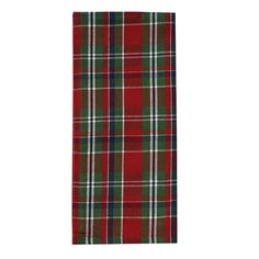 a red and green plaid scarf on a white background