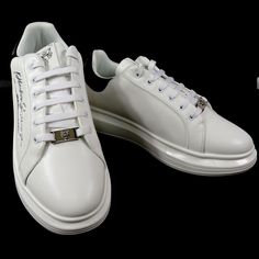 Made In Italy Leather Upper Leather Lining Rubber Sole Hand Made Sneakers Luxury Streetwear Sneakers, Elegant White Sneakers With Rubber Sole, White Custom Leather Sneakers With Embossed Logo, White Formal Sneakers With Round Toe, Designer White Leather Custom Sneakers, White Leather Sole Sneakers For Formal Occasions, Designer White Slip-on Custom Sneakers, Designer White Custom Sneakers With Embossed Logo, Luxury White Custom Sneakers With Contrast Sole