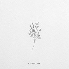 a drawing of a flower on white paper