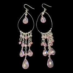 Silver & Pink Stone Dangle Earrings! Only 1 Pair Made!! Handmade With Love! Sterling Silver Pink Dangling Bead Earrings, Pink Teardrop Chandelier Earrings, Nickel Free, Pink Sterling Silver Dangling Earrings, Pink Dangle Earrings, Spike Hoop Earrings, Swarovski Crystal Rings, Stone Dangle Earrings, Halo Earrings Studs, Onyx Earrings