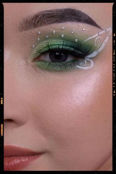 Aesthetic Makeup Looks Inspiration Aesthetic Makeup Colorful, Fairy Wings Eye Makeup, Butterfly Aesthetic Makeup, Earth Fairy Makeup Looks, Fairy Eye Makeup Looks, Plant Themed Makeup, Fairy Theme Makeup, Spring Aesthetic Makeup, Portals Tour Makeup Ideas