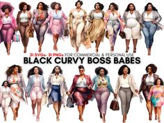 the black curly boss babes are wearing different outfits