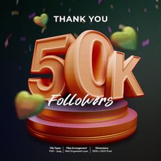 the 50k followers sign is shown with confetti