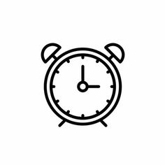 an alarm clock icon in black and white with the time 11 o'clock on it