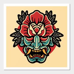 Luchador Mask Tattoo, Neo Traditional Tattoos Men, Traditional Mask Tattoo, American Traditional Art, Traditional Tattoo Illustration, Oni Masks, Camera Tattoo Design, Oni Mask Tattoo, Old School Tattoos