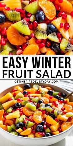 an easy winter fruit salad with oranges, kiwi and pomegranate