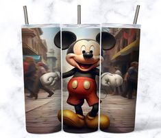 the mickey mouse tumbler is on display