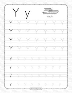 the letter y worksheet is shown with an image of a boat on it