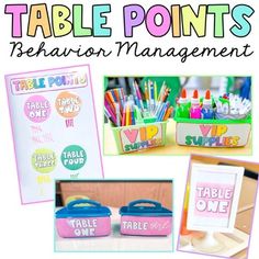 there are many different items on the table to be used in this classroom organization project