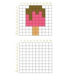 an image of a cross stitch pattern with numbers on it and the number one in pink