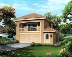 this is an artist's rendering of a two - story house with garages