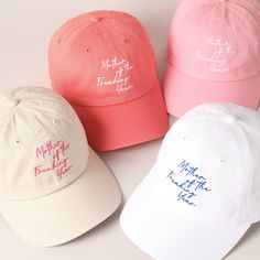 "😘\"Mother of the Freaking Year\" embroidered on a baseball cap is a bold statement piece!  💕 fun and humorous !! An embroidered baseball cap with \"Mother of the Freaking Year\" would make a hilarious and memorable Mother's Day gift! It's a light-hearted way to show appreciation for all the hard work and love that moms put into their families every day. Plus, it's a practical gift that she can wear proudly whenever she wants to add a bit of fun to her outfit. It's sure to bring a smile to her White Cap For Mother's Day, White Curved Bill Baseball Cap As Gift, Mother's Day Curved Brim Hat With Letter Print, Mother's Day Gift Hats With Letter Print, Casual Curved Brim Baseball Cap For Mother's Day, Casual Baseball Cap For Mother's Day Gift, Mother's Day Baseball Cap With Letter Print, Casual Letter Print Baseball Cap For Mother's Day, White Baseball Cap As A Spring Gift