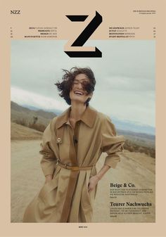 a woman in a trench coat on the cover of z magazine