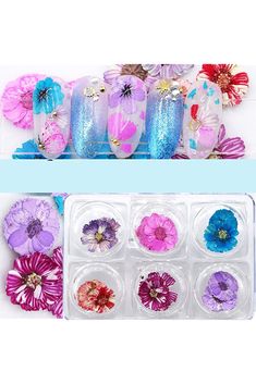 Minejin Nail Art True Dried Flower 3D DIY Real Flower Decoration 6 Colors Real Flower Decoration, Nails Real, Flower 3d, Gel Acrylic Nails, Builder Gel, Nails Desing, Diy Makeup, Artificial Nails