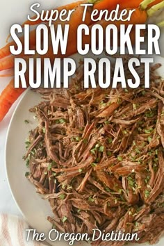 slow cooker rump roast on a plate with carrots and celery