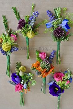 six different bouquets of flowers are arranged together