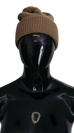 Dolce & Gabbana Brown Solid Knitted Fur Ball Winter Beanie Hat - Ellie Belle Brown Beanie, Winter Beanie Hat, Dolce And Gabbana Blue, Winter Attire, Winter Hats Beanie, Knit Beanie Hat, Winter Beanie, Denim Patchwork, Camel Color