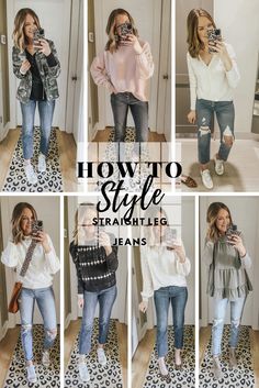 How to Style Straight Leg Jeans - Wishes & Reality Jeans And Sneakers Outfit, Style Straight Leg Jeans, Straight Jeans Outfit, Straight Leg Jeans Outfits, Legs Outfit, Jeans Outfit Winter, Jeans Outfit Fall, Jeans Outfit Summer, Jeans Outfit Casual