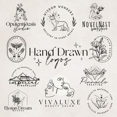 hand drawn logos for various businesses